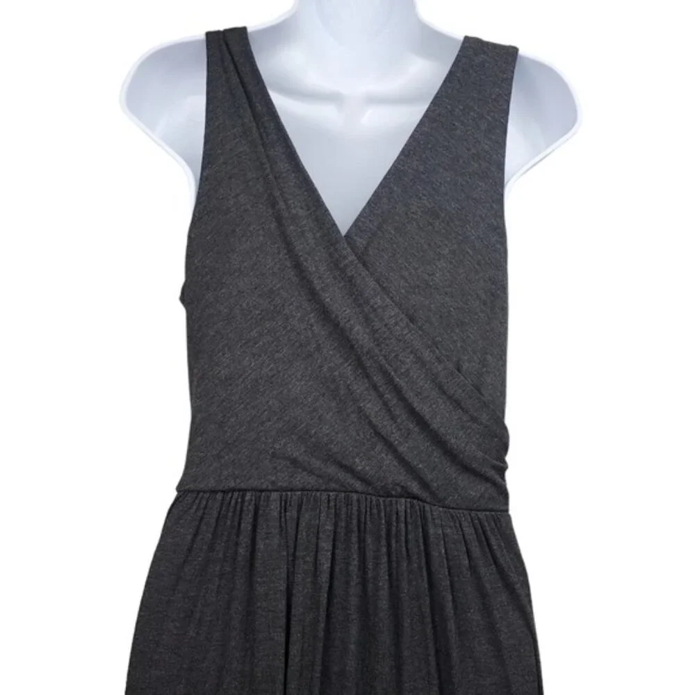 Loft Womens Sleeveless Grey V-Neck Crossover Front Jersey Maxi Dress Size S NWT - Picture 4 of 7